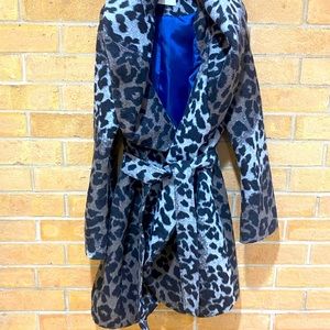 Tahari Wrap Leopard Coat